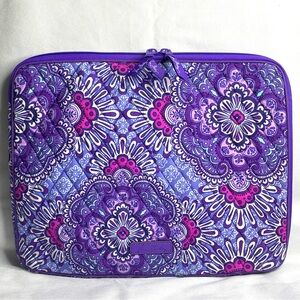 Vera Bradley Large 14" Laptop Tablet Sleeve Lilac Tapestry Quilted Floral Zipper